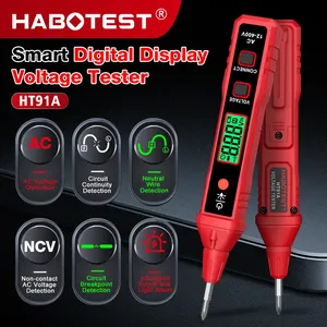 ปากกาทดสอบแรงดันไฟฟ้าดิจิตอลสีแดง HT91A เครื่องตรวจจับสายไฟฟ้าอัจฉริยะแบบพกพาแบบไม่สัมผัส - Product Image 2