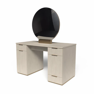 Miroir de coiffeuse avec finition dorée, postes de coiffure et armoire de rangement multi-tiroirs pour salon de coiffure - Product Image 3