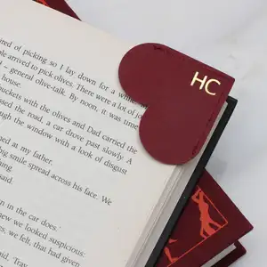 Personalised Initial Leather Heart Page Custom Corner Bookmark