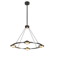 Lustre en cuivre personnalisé pour hôtel, avec gouttes de cristal, éclairage rond, grande suspension, plafond haut, luxe, linéaire, long, en forme de boule