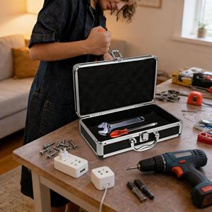 Caja <span class=keywords><strong>de</strong></span> Herramientas <span class=keywords><strong>de</strong></span> Aluminio Portátil, Reutilizable y con Cierre, <span class=keywords><strong>de</strong></span> Gran Capacidad, Multifuncional e Impermeable, para Herramientas, Joyería y <span class=keywords><strong>Maquillaje</strong></span> - Product Image 5