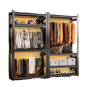 Armoire et porte-manteau sur pied en bambou multicouche pour la chambre à coucher, rangement à domicile - Product Image 1