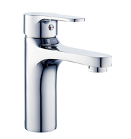 Robinet de lavabo moderne en acier inoxydable, mitigeur à levier unique, valve en céramique, finition polie, un trou, pour salle de bain et cuisine
