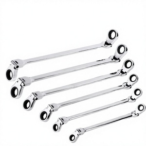Juego de 6 llaves de trinquete de boca fija OEM DIY, extra largas, con cabezal flexible, métricas de 8 mm, 2000 lb-ft, 72 dientes, garantía de 3 años, material CR-V - Product Image 3