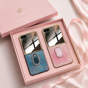 เคสโทรศัพท์พับได้ทันสมัยพร้อมขาตั้งแบบวงแหวนและสายดาต้าสำหรับ Galaxy Z Flip Series MHC-20 IMC-12 ชุดของขวัญ - Product Image 5