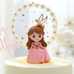 Decoración de pastel de princesa y Príncipe, adorno bonito de dibujos animados para boda, fiesta de cumpleaños, adorno artesanal de resina, adornos para pasteles - Product Image 3