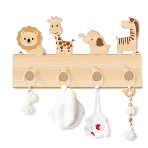 Décoration Murale en Bois <span class=keywords><strong>Animaux</strong></span> de la <span class=keywords><strong>Jungle</strong></span> pour Enfants – <span class=keywords><strong>Patère</strong></span> Murale en Bois pour Vêtements de Bébé, Idéale pour Chambre d'Enfant, Salle de Jeux, Chambre à Coucher - Product Image 1
