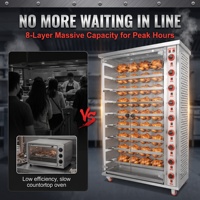 Four à poulet rotatif au gaz, commercial, 9 broches, machine à griller en acier inoxydable
