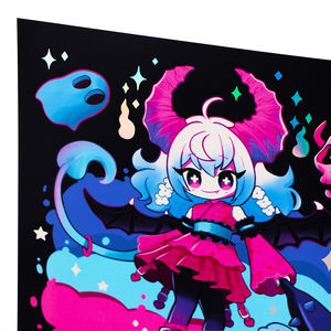 Póster de Papel con Impresión de Arte Holográfico de Anime Personalizado, Impresiones de <span class=keywords><strong>Manga</strong></span> con Lámina Holográfica, Decoración de Pared Estilo Chibi de Chica Demonio Japonesa - Product Image 3