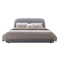 Ensemble de chambre à coucher moderne de style nordique, lit rembourré en tissu avec cadre en bois, tailles King et Queen, avec rangement extensible, vente en gros