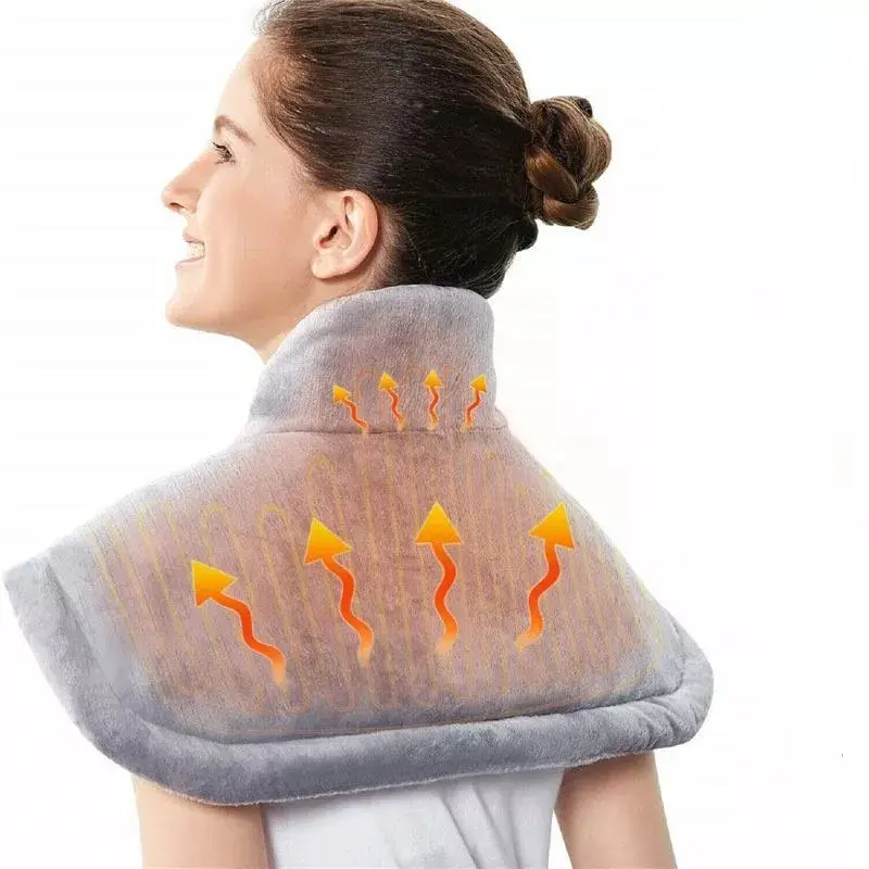 Electric Large Warming Heating Pad Blanket Portable Shoulder Neck Back Heating Shawl Wrap Pain Relief Temperature Controller
