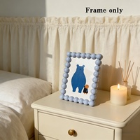 Cadre photo en plastique coloré avec perles, 6 pouces, mignon, pour décoration de bureau, cadre d'affichage photo