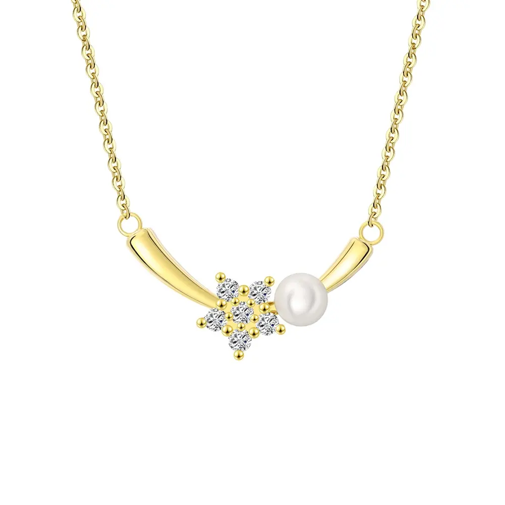 Moda 925 collar de plata joyería real 925 plata esterlina estrella perla colgante collar cadena de oro collar mujeres