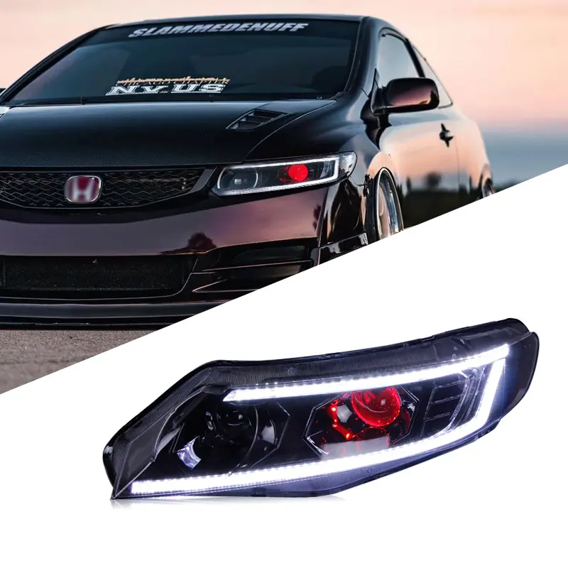 Tự động dẫn đèn pha cho honda civic 8 2006 2011 demon eye ống kính máy chiếu năng động tín hiệu drl đầu đèn chùm phụ kiện