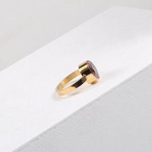 Goojoolim — bague en acier inoxydable plaqué or 18K pour femmes, bijou en gros diamant violet, noir - Product Image 5