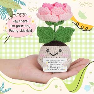Muñeca de Peonía de Ganchillo Hecha a Mano Coleccionable, de Apoyo Emocional, con Diseño de Girasol y Lirio Tejido, Ideas de Regalos, Regalos Festivos - Product Image 3