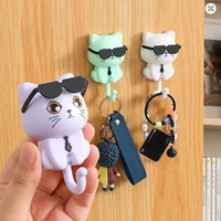 Crochets muraux uniques en plastique en forme d'animaux, mignons et originaux, imperméables, durables, écologiques, pour lunettes de soleil et clés, pour salle de bain