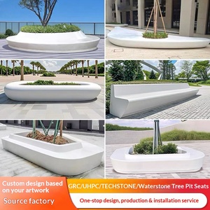 ม้านั่งยาวหินเทอร์ราซโซ่ UHPC คุณภาพสูง สำหรับสวนกลางแจ้ง ทำจากไฟเบอร์กลาส GRC พร้อมที่นั่งรูปทรงหลุมต้นไม้ หินไทโก้ สั่งทำพิเศษ จัดส่งจากกวางตุ้ง - Product Image 4