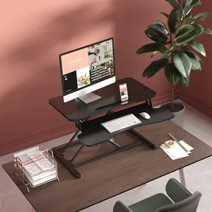 Vente en gros de meubles de bureau modernes poste de travail ergonomique réglable à deux niveaux convertisseur de bureau avec ressort à gaz avec support pour s'asseoir