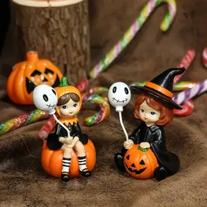 Usine en gros 2 Halloween sorcière soeurs ballon costumes Halloween résine artisanat résine artisanat pour la décoration de la maison - Product Image 1