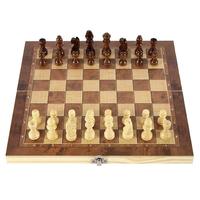 Jeu d'échecs en bois pliable 3-en-1 - Jeu d'échecs de voyage multifonctionnel avec compartiment de rangement