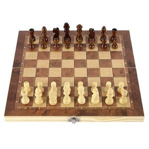 3-in-1 Foldable <strong>Wooden</strong> Chess Set - Multifunctional Travel Chess <strong>Board</strong> <strong>Game</strong> with Storage Compartment - Product Image 5