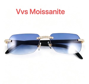Lunettes <span class=keywords><strong>de</strong></span> soleil Hip Hop pour hommes <span class=keywords><strong>en</strong></span> or massif 10k avec diamants Moissanite VVS - Product Image 1