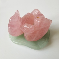 Décoration Feng Shui en cristaux naturels DIY, canard mandarin en cristal rose sculpté à la main, pour souvenir ou cadeau de mariage