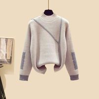 Ensemble tricoté 2 pièces décontracté col rond coupe régulière en laine/cachemire pour femme, pull long anti-boulochage, couleur hiver, vente en gros