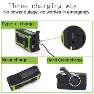 Sinh Tồn Di Động Không Thấm Nước Ngân Hàng Điện Đèn Pin AM FM NOAA Thời Tiết SOS <span class=keywords><strong>Dynamo</strong></span> Hand <span class=keywords><strong>Crank</strong></span> Năng Lượng Mặt Trời Khẩn Cấp Đài Phát Thanh - Product Image 5