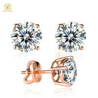 Prix de gros Certificat IGI Or 14K 18K Diamants de laboratoire CVD HPHT 0.5CT 1CT 2CT Clous d'oreilles à visser