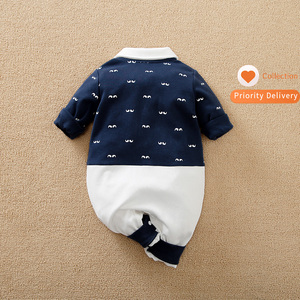 Ropa para Recién Nacidos, Moda para Bebés, 100% Algodón, Primavera/Otoño, Mono para Bebé Niño con Corbata de Lazo, Romper para Bebé, Venta al por Mayor - Product Image 2