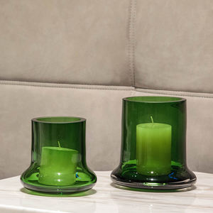Hand-Blown Bamboo-Shaped <strong>Glass</strong> Tea Light <strong>Holder</strong> Eco-Friendly Green Decorative <strong>Candle</strong> Stand for Table Centerpiece - Product Image 3