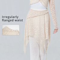Costumes de danse de ballet pour femmes, 3 pièces, hauts à plis en dentelle, jupe irrégulière et pantalon évasé, costumes de danse de style ballet pour adultes