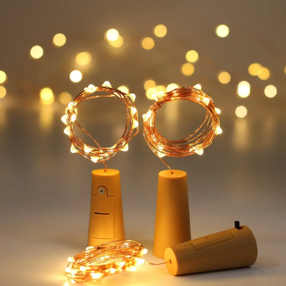 चीन में किए गए दीपावली सजावट रोशनी बैटरी संचालित चांदी के तार शराब की बोतल काग परी प्रकाश का नेतृत्व किया