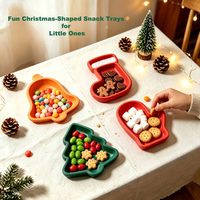 Assiettes de Noël personnalisables en gros, sans BPA, résistantes à la chaleur, motifs Cloche de Noël, Chaussette, Sapin de Noël et Gant de Noël