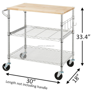 Chariot utilitaire multifonctionnel en bois avec plateau, chariot de rangement mobile pour le service - Product Image 1