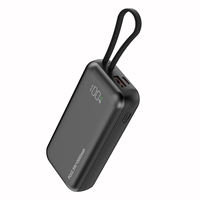 Batterie externe compacte avec cordon intégré, câble de charge intégré, affichage numérique, mini station d'alimentation portable multifonctionnelle