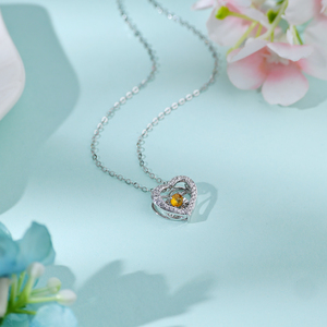 Handmade Heart Shape 14K White <b>Gold</b> <b>Solid</b> Natural Diamonds <b>Pendants</b> High Quality Sapphire Women Classic Gift Luxury Jewelry - Product Image 3