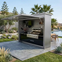 Cuisine extérieure modulaire en acier inoxydable avec réfrigérateur intégré et barbecue pour la maison et le jardin