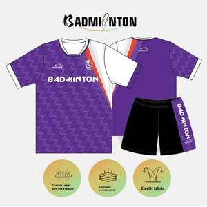 Ensemble de maillots de tennis et de badminton unisexes pour adultes de haute qualité, personnalisables, 100% polyester, séchage rapide, respirant, vêtements de sport en gros - Product Image 4