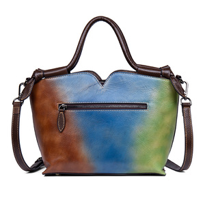 Ando <b>Bag</b> Floral Embossed Genuine Leather Handbag <b>Women</b> Vintage Cowhide Top Handle Shoulder Crossbody <b>Bag</b> - Product Image 2