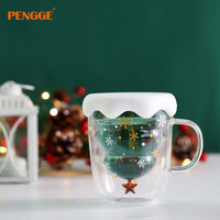Tasse à café de Noël en verre, nouveau design nordique, motif sapin de Noël, idéale pour les cadeaux de Noël