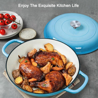 Vente en gros Casserole colorée en émail isolée de 30cm pour aliments Marmites à soupe en fonte antiadhésive avec couvercle