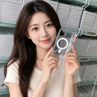 Casing HP Transparan Anti Benturan Magnetic TPU+PC untuk 17 Pro 16 14 Plus & 7 Plus dengan Pengisian Daya Nirkabel