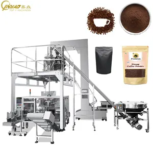 Cà phê bột cà phê đậu kép sử dụng 4 trạm doypack Máy multihead định lượng Auger điền trọng hệ thống máy đóng gói