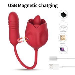 Vibrador Rosa al por Mayor con Dildo de Empuje y Tapón Anal, Juguete Sexual de Doble Estimulación para Mujeres y Parejas, Juguete Adulto Recargable por USB - Product Image 5
