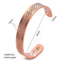 Bracelet jonc magnétique vintage en cuivre rouge, ajustable, géométrique, thérapeutique, énergie curative, plaqué or rose, pour hommes et femmes