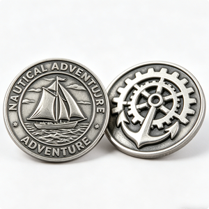 Moneda de desafío náutica personalizada, de plata antigua, de doble cara, de aleación de zinc, redonda, fundida a presión, coleccionable para navegación - Product Image 2