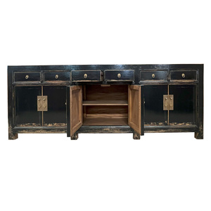 Muebles Rústicos Chinos, Muebles de Madera Reciclada con Acabado Brillante, Muebles Pintados a Mano, Aparador Lacado en Negro para Sala de Estar - Product Image 5